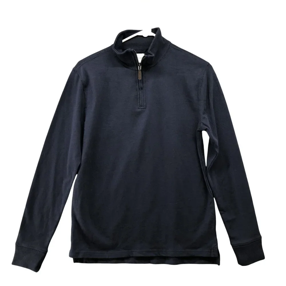 Crewcuts Boys XL 12-14 Half Zip Cotton Popover‎ Shirt Navy Blue Long Sleeve